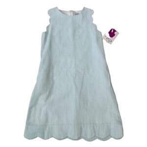 NWT Gabby Size 10 Aqua Seersucker Scallop Dress